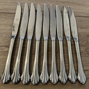9 Dinner Knives Hollow Oneida Community CLARETTE Stainless Steel 9"